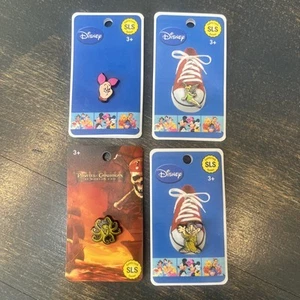 Disney Croc Shoe Lace Locks Charm Tinker Bell Piglet Dopey Pirates Lot Of 4 - Picture 1 of 6