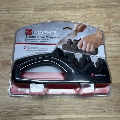 NUEVO, Afilador de cuchillos de mano Wusthof de 2 etapas - Agarre suave negro Foto 1 de 4