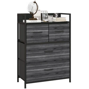 HOMCOM Bedroom Chest of Drawers 4 Drawer Dresser w/ Shelf, Black - Picture 1 of 11