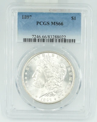 1897 PCGS MS66 Morgan Silver Dollar Blast White - Image 1 of 3