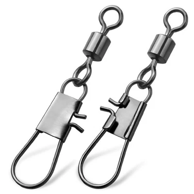 100 PCS Fishing Rolling Barrel Swivel with Interlock Snap Connector 14#-4/0# - Image 1 of 4