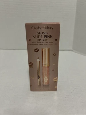 Charlotte Tilbury Glossy Nude Pink Mini ICONIC NUDE + PILLOW TALK Lip Duo NIB - image 1 of 4