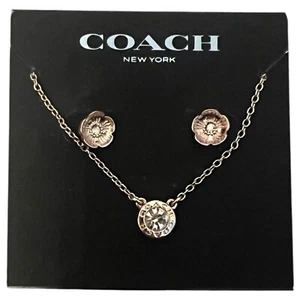 Authentic COACH Necklace & Earring Set: Tea Rose Gold Set original Packaging - Picture 1 of 3