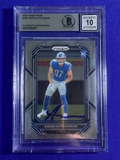 Detroit Lions AIDAN HUTCHINSON  Signed 2022 Prizm Card Beckett Slabbed AUTO 10