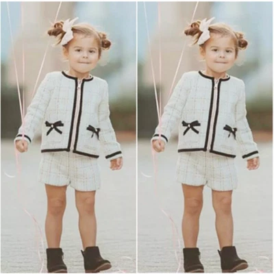 Niño pequeño Bebé Niñas Vestido Abrigo Prendas para el torso Camisa a Cuadros + Conjunto de Vestido Niños Trajes Ropa Foto 1 de 4