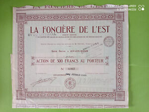 LA FONCIERE DE L'EST - Rare 2000 titres 1926 - AIX LES BAINS