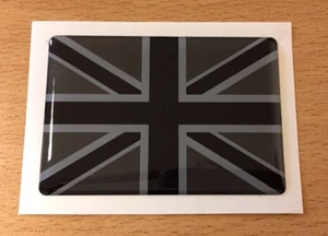 UNION JACK FLAG Sticker/Decal 70mm - BLACK & 2 TONE GREY - HIGH GLOSS DOMED GEL - Picture 1 of 2