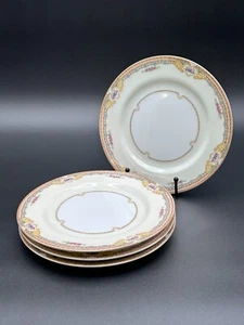 4 RARE Vintage Royal Kikusui KIK18 Salad Plates Blue Border Floral Swags Roses - Picture 1 of 13