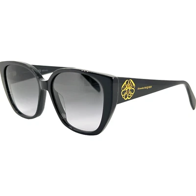 Alexander McQueen AM0284S Womens Plastic Sunglass 002 Black Gray Grad 58-15 - Image 1 of 4