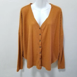 Out From Under Urban Outfitters Sweater Waffle Knit Long Slv Fall Button Down S - Picture 1 of 12