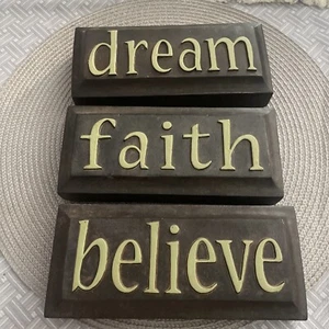 Dream Faith Believe Heavy Inspirational Wall Hangings 3 Total - Picture 1 of 10