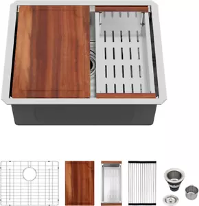 23 Undermount Bar Sink - 23X19 Stainless Steel Kitchen Sinks under Ledge Worksta - Picture 1 of 9