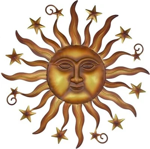 LIFFY 24" Sun Metal Wall Art Outdoor Decor - 3D Face and Star - Picture 1 of 9