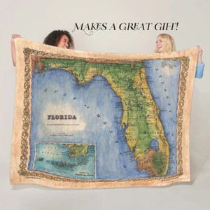 Coperta in pile Colton Florida mappa lusso soffice super morbida coperta in poliestere - Foto 1 di 12