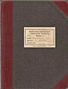Vintage 1932 Harvard Notizbuch - mit Etikett für Physik - 24 Seiten fehlen (B105) - Bild 1 von 5
