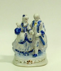 Figura vintage - pareja victoriana azul y blanca - Imagen 1 de 4