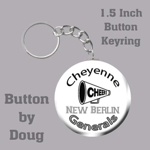 Cheerleader Keyring/Bag Tag Personalized with Name, Team, Number 1.5 Inch Charm - Picture 1 of 2