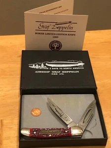 Böker Solingen 1989 Limited Edition Airship Graf Zeppelin Red Bone Pocket Knife - Picture 1 of 24