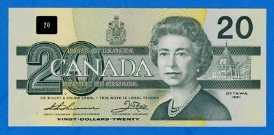 Billete Canadá $20 1991 BC-58a-ii / P-97a - QE II aUNC AIW2896479 Foto 1 de 4
