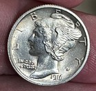 1916 Mercury Dime, nice uncirculated, Full Bands