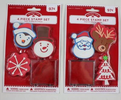 Conjunto de carimbo de borracha Holiday Time 4 peças férias lote de 2 idades 3+ novo em folha - Imagem 1 de 4