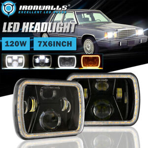 Pair 7x6" LED Headlight Hi/Lo Beam DRL Lamp for Plymouth Colt Reliant Horizon