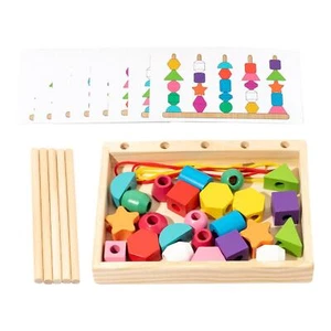 Montessori Toys Bead Sequencing Set Shape Colors Stacking - Picture 1 of 12
