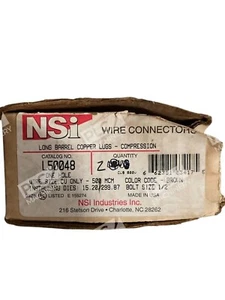 NSI Industries 1/2" Long Barrel Copper Lugs Wire Connector L50048 (Box of 2) - Picture 1 of 2