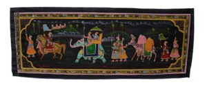 Hanging Wall Painting Mughal On Silk Art Scene De Life India 98x38cm 3 - Picture 1 of 1