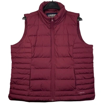 Lands' End Womens XLP XL-Petite Down Puffer Vest Quilted Wine Red Full Zip - Image 1 of 4