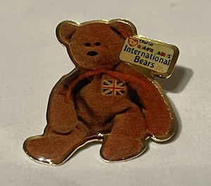 Britannia Bear~McDonald's Ty Teenie Beanie Babies Crew Pin ~ International ~ UK - Picture 1 of 6