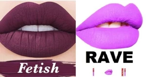 2 LOT LIME CRIME COSMETICS VELVETINE VELVETINES LIPSTICK FETISH+RAVE BUNDLE BNIB - Picture 1 of 7