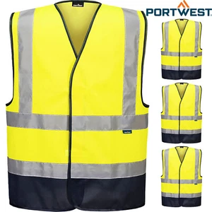 4 Pack Portwest Hi Vis Vest Safety Reflective Tape Workwear Bulk Contrast Yellow - Picture 1 of 7