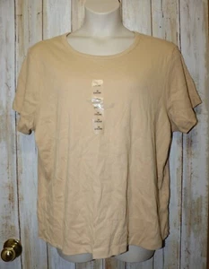Womens Beige Allison Brittney Short Sleeve Tee Shirt Size 3X 22W 24W NEW NWT - Picture 1 of 2