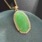 Cubic Zirconia Iced Guadalupe Virgin Mary Jade Pendant & 24" Rolo Chain Necklace