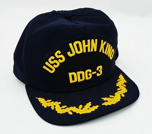 RARE VTG USS JOHN KING DDG-3 CO CAPTAINS HAT USN NAVY SHIP USA MADE CAP-10 ~80's - Picture 1 of 9