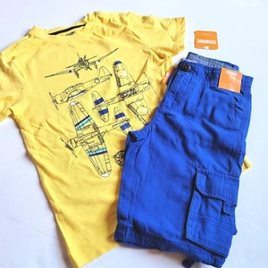 Gymboree Boys 7 "Sky Rider" Airplane Tee Blue Denum Shorts Set NWT - Picture 1 of 2