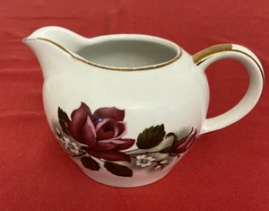 Vintage Heatmaster Milk Jug Creamer w Floral Rose Pattern & Gold Trim England - Picture 1 of 13