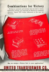 Magazine Print Ad UNITED TRANSFORMER CO. 1943 May We Design a Victory Unit - Picture 1 of 2
