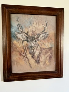 Hirsch Druck "Silent Buck" von K. Maroon '78 VINTAGE 24,5 H X 20,5" Home Interiors - Bild 1 von 2