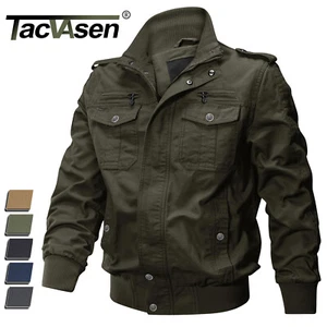 Mens Lightweight Bomber Jacket Cotton Pilot Jacket Casual Work Fall Cargo Jacket - Picture 1 of 44