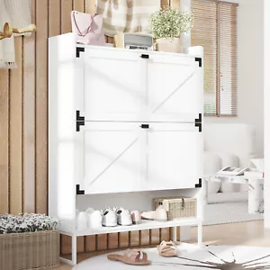 Shoe Cabinet with 2 Flip Drawers,Shoe Storage Cabinet for Entryway,Freestanding - Picture 1 of 12