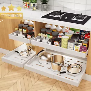 2 Pack Under Cabinet Pull Out Drawer Organizer Expandable Adjustable Kitchen - Picture 1 of 12