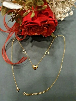 Halskette Kette Herz Anhänger Edelstahl Neu & OVP Karabinerverschluss anpassbar - Bild 1 von 4