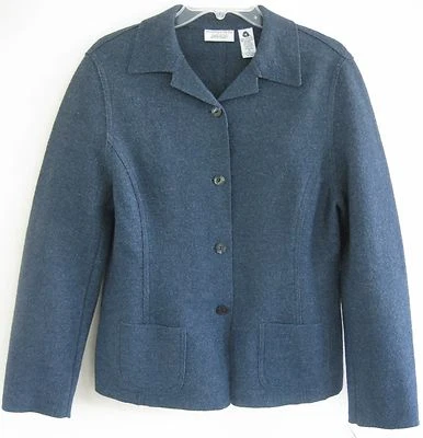 NUEVO CON ETIQUETAS Chaqueta Lord & Taylor 10 Lana B Punto Azul Jaspeado Bolsillos Claros Sin Forro Nueva Foto 1 de 4