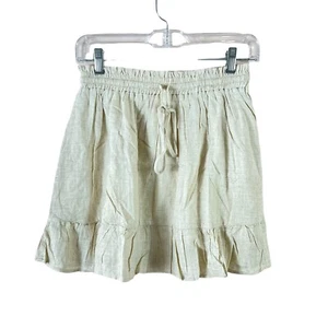 NWT PRINCESS POLLY womens size 4 Bad Dreams ruffled pull on linen mini skirt - Picture 1 of 6