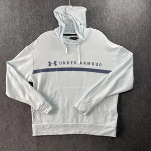 Under Armour Hoodie Women's Large Blue Pullover Spellout Logo Light Cowl - Picture 1 of 8
