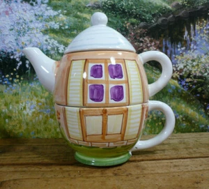 New Maioliche il Bargello Handpainted Pottery Tea Pot & Cup Set - Made in Italy - Picture 1 of 6
