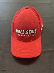 BALL STATE CARDINALS hat fitted red cap - size Md/lg Under Armour - Picture 1 of 7