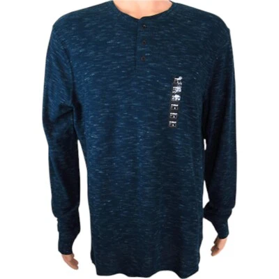 Marc Anthony Mens Henley Shirt XL Blue Knit Slim Fit Long Sleeve Casual NEW - Image 1 of 3